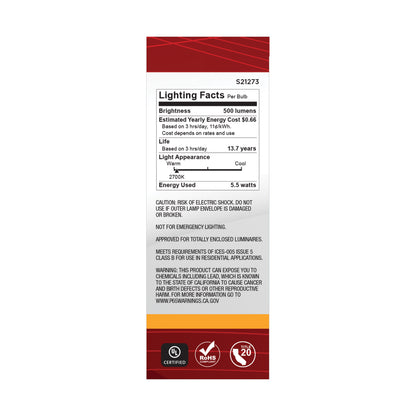 image of 5.5 Watt B11 LED - Clear - Candelabra base - 90 CRI - 2700K - 120 Volt