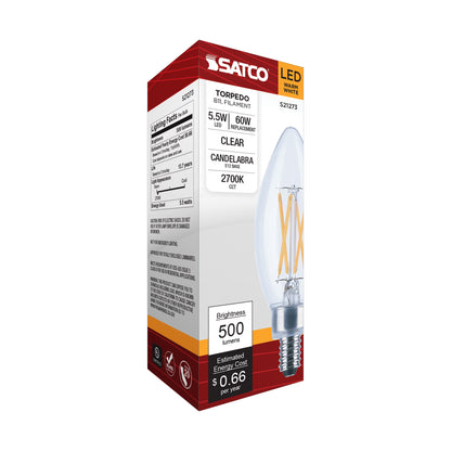 image of 5.5 Watt B11 LED - Clear - Candelabra base - 90 CRI - 2700K - 120 Volt