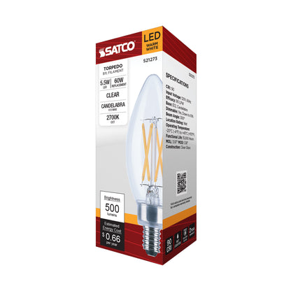 image of 5.5 Watt B11 LED - Clear - Candelabra base - 90 CRI - 2700K - 120 Volt