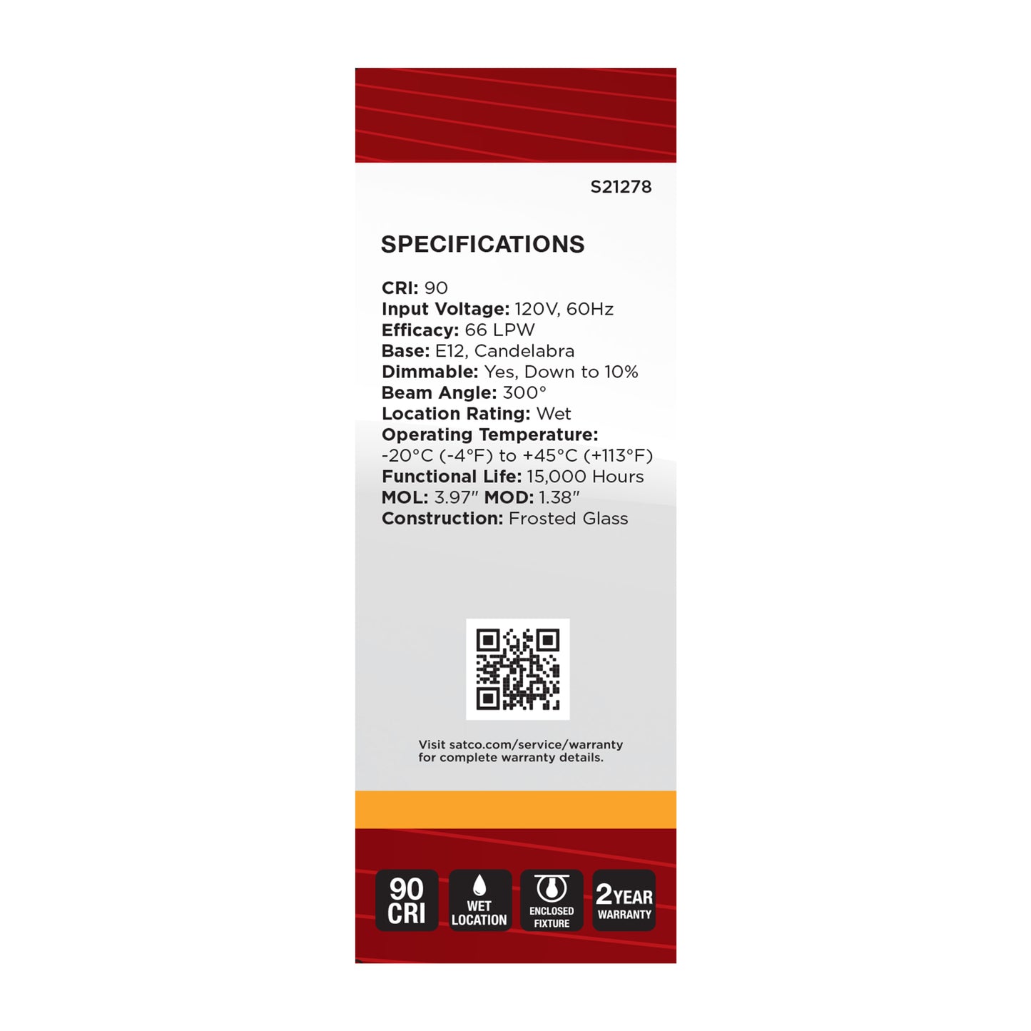 image of 5.5 Watt B11 LED - Frost - Candelabra base - 90 CRI - 2700K - 120 Volt