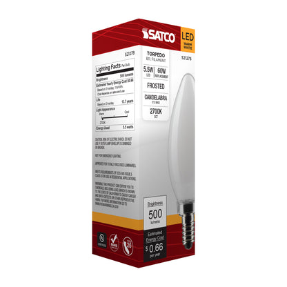 image of 5.5 Watt B11 LED - Frost - Candelabra base - 90 CRI - 2700K - 120 Volt