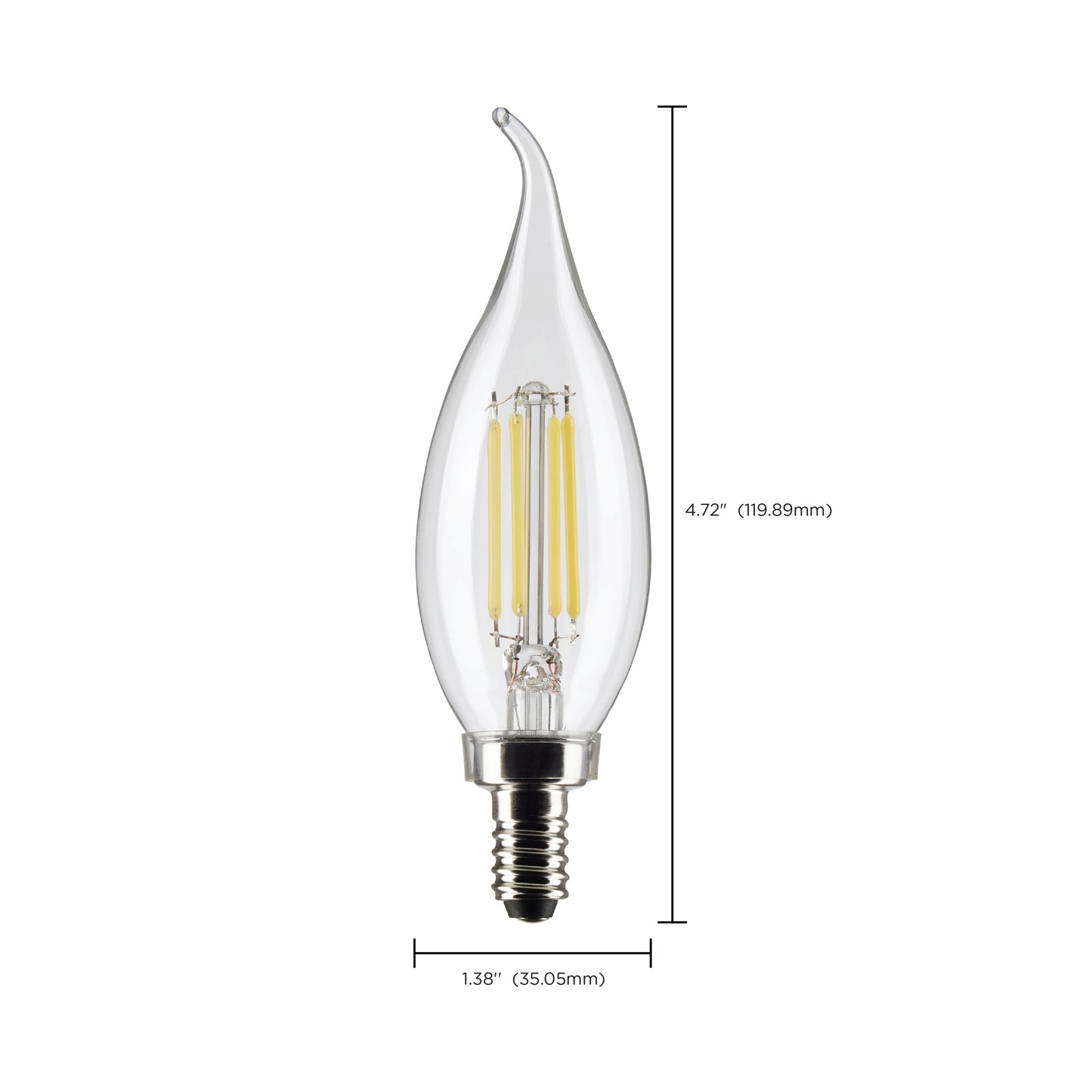 image of 5.5 Watt CA10 LED - Clear - Candelabra base - 90 CRI - 2700K - 120 Volt