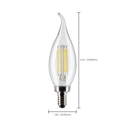 image of 5.5 Watt CA10 LED - Clear - Candelabra base - 90 CRI - 2700K - 120 Volt