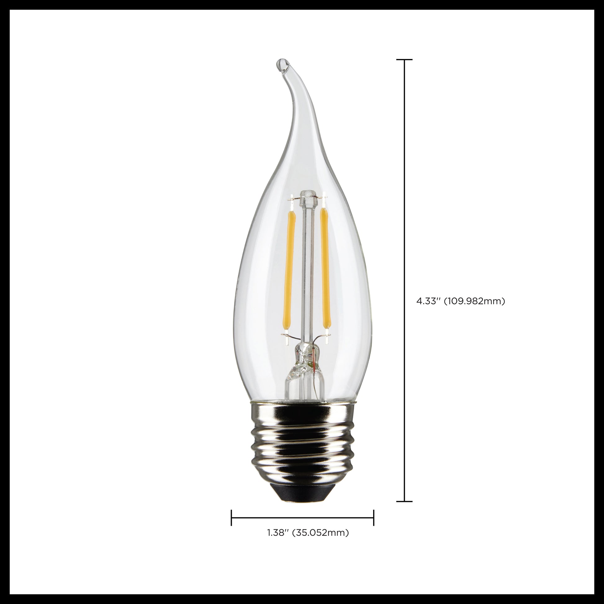 image of 3 Watt CA10 LED - Clear - Medium base - 90 CRI - 2700K - 120 Volt