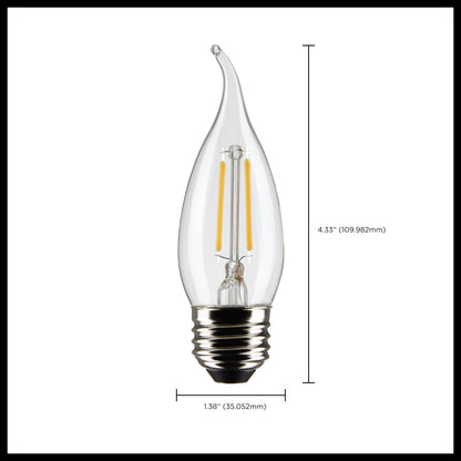 image of 3 Watt CA10 LED - Clear - Medium base - 90 CRI - 2700K - 120 Volt