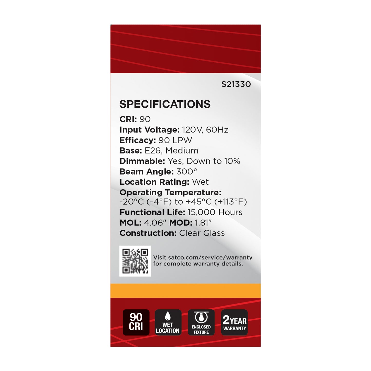 image of 5 Watt BT15 LED - Clear - Medium base - 90 CRI - 2700K - 120 Volt