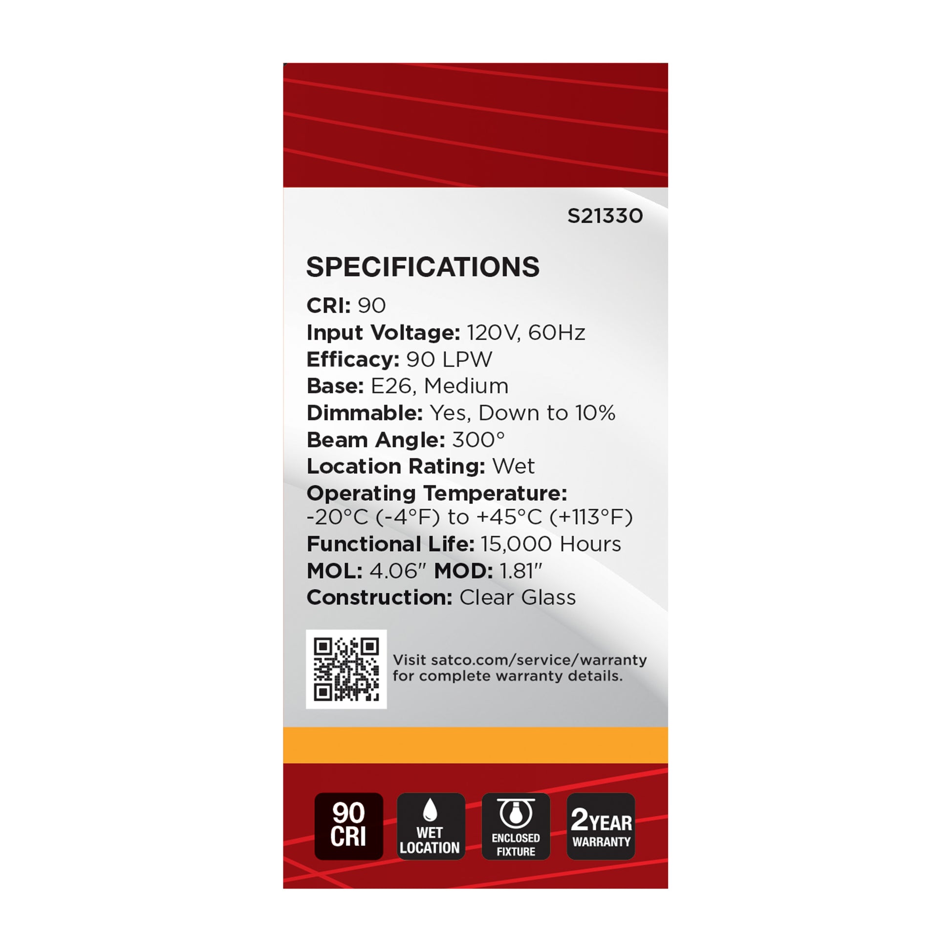 image of 5 Watt BT15 LED - Clear - Medium base - 90 CRI - 2700K - 120 Volt