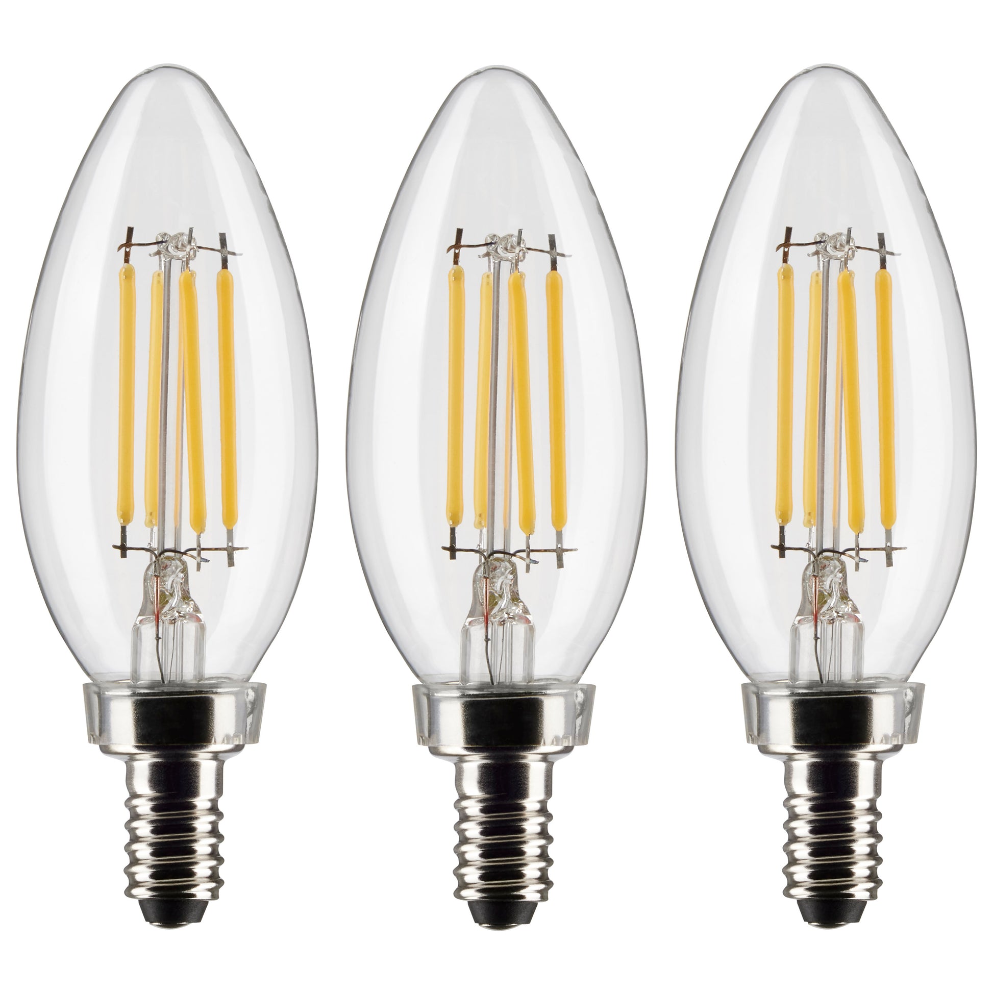 image of 4 Watt B11 LED - Clear - Candelabra base - 90 CRI - 2700K - 120 Volt - 3-Pack