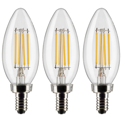 image of 4 Watt B11 LED - Clear - Candelabra base - 90 CRI - 2700K - 120 Volt - 3-Pack