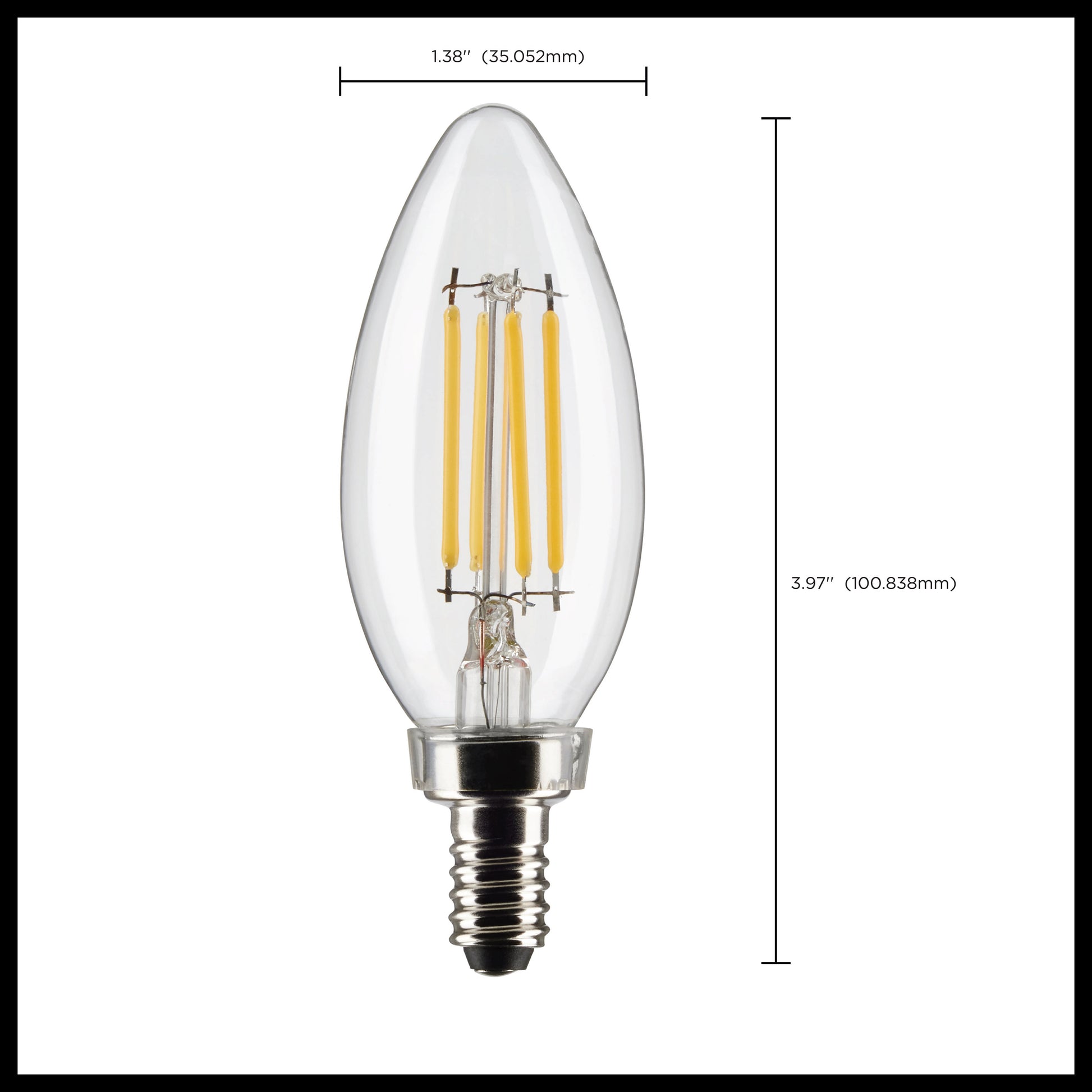 image of 4 Watt B11 LED - Clear - Candelabra base - 90 CRI - 2700K - 120 Volt - 3-Pack