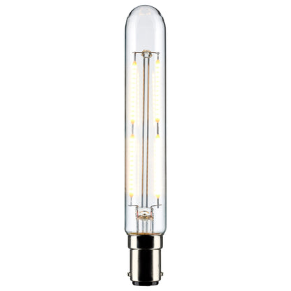 image of 4 Watt T6.5 LED - Clear - Double Contact Bayonet Base - 3000K - 400 Lumens - 120 Volt