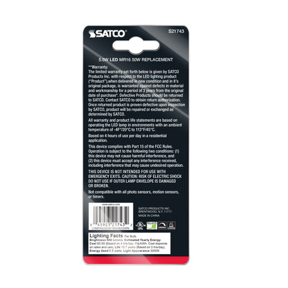 image of 5.5 Watt MR16 LED - GU10 base - 3000K - 120 Volt - 40 deg. Beam Angle - 2-Card