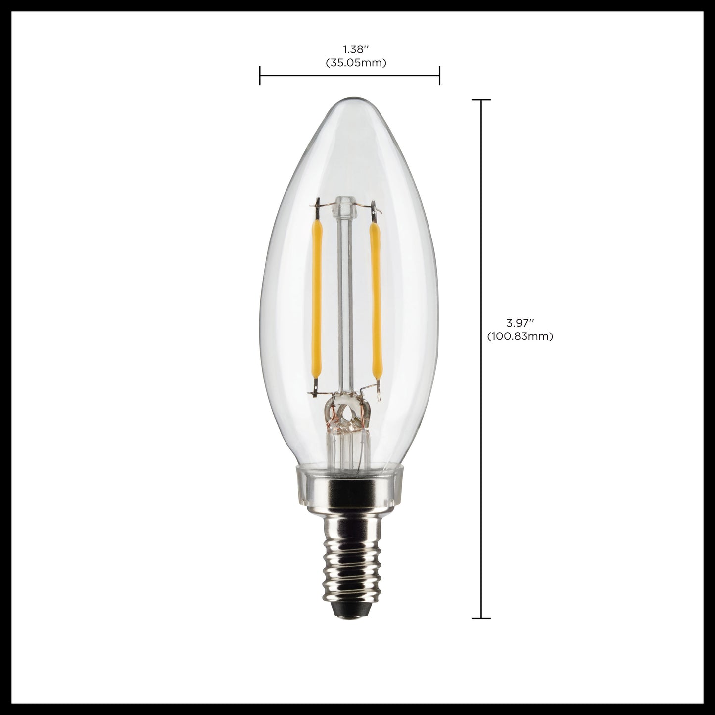 image of 3 Watt B11 LED - Clear - Candelabra Base - 2700K - 200 Lumens - 120 Volt - 2-Pack
