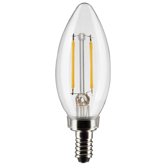 image of 3 Watt B11 LED - Clear - Candelabra Base - 2700K - 200 Lumens - 120 Volt - 2-Pack