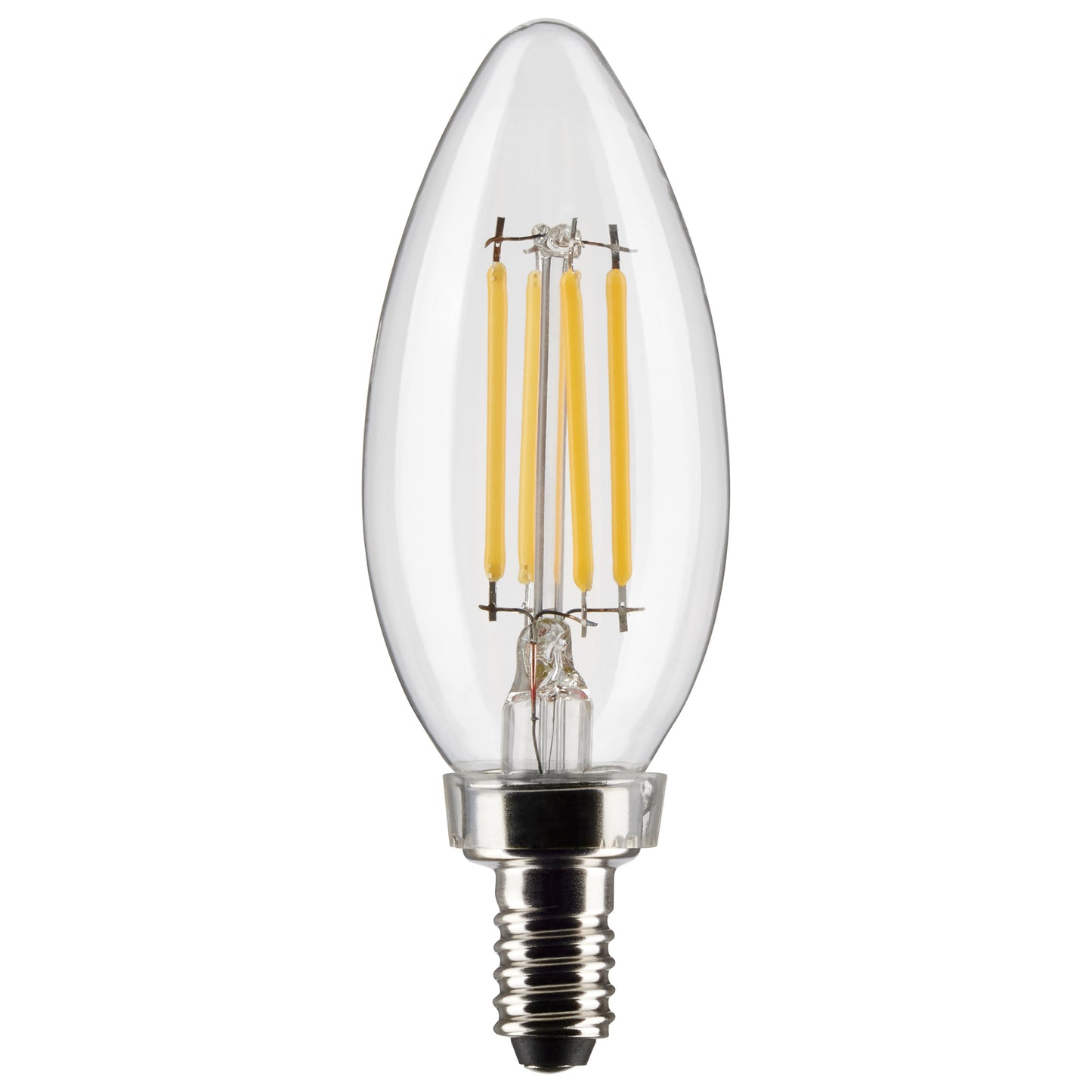 image of 4 Watt B11 LED - Clear - Candelabra Base - 3000K - 350 Lumens - 120 Volt - 4-Pack