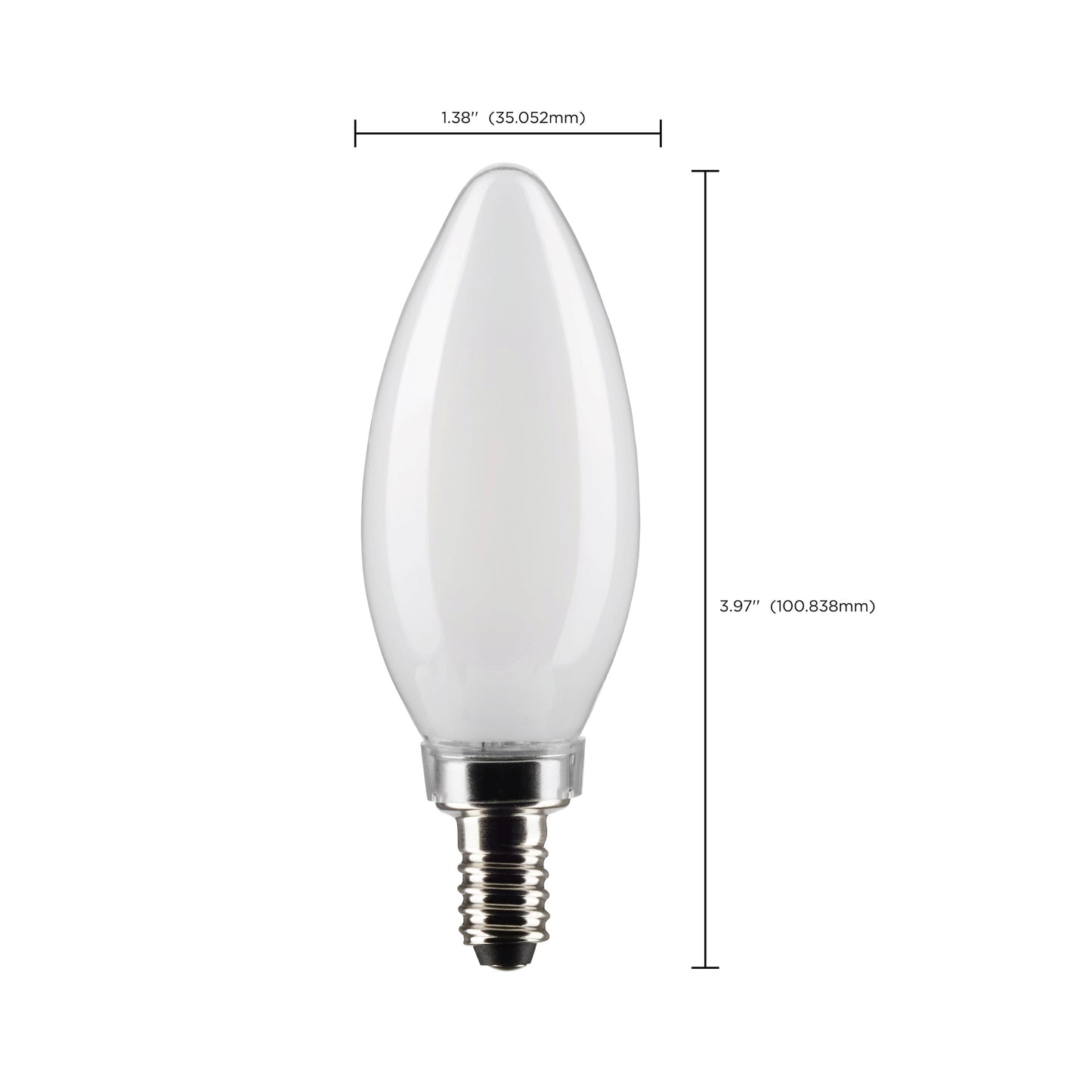 image of 4 Watt B11 LED - Frosted - Candelabra Base - 2700K - 350 Lumens - 120 Volt - 2-Pack
