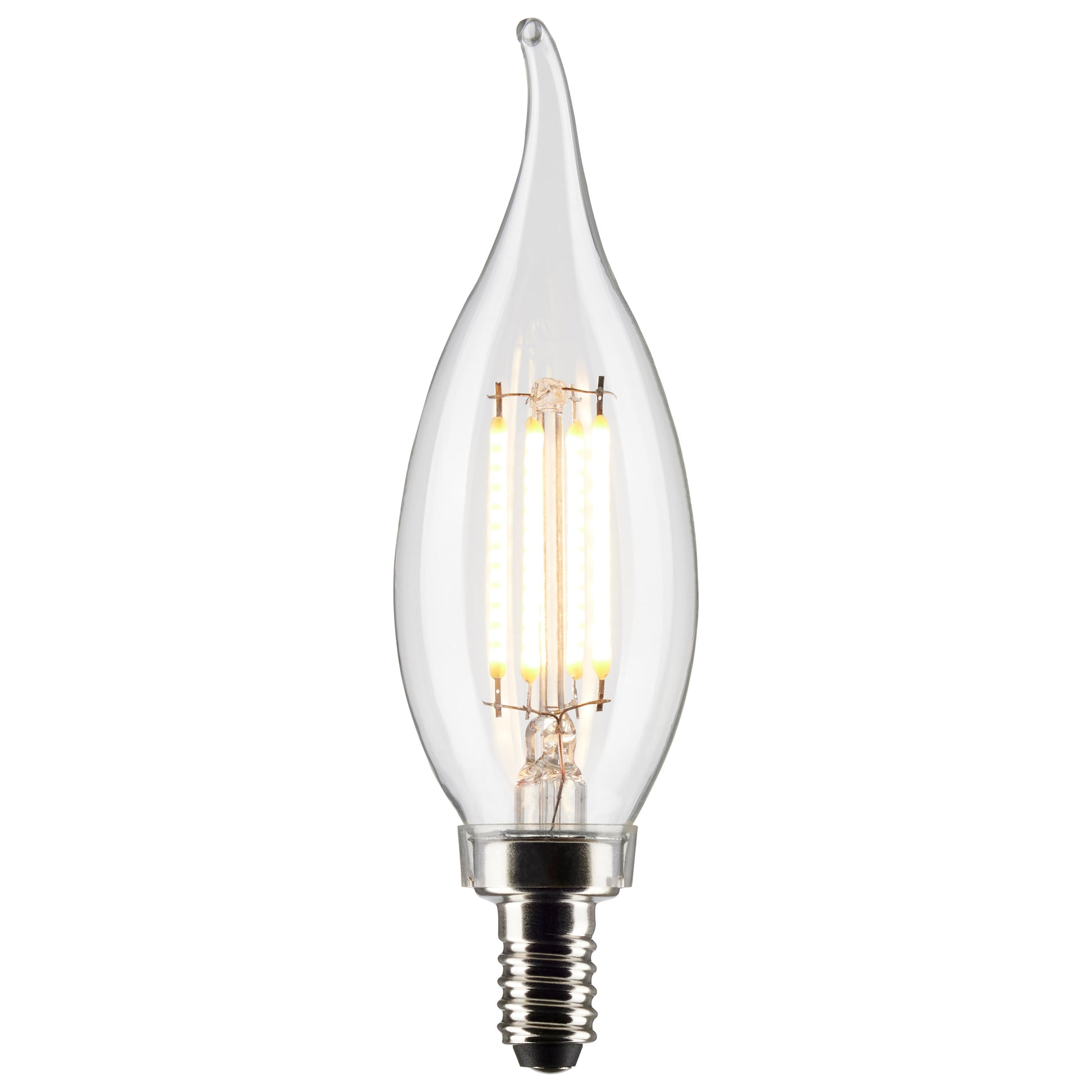 image of 3 Watt CA10 LED - Clear - Candelabra Base - 2700K - 200 Lumens - 120 Volt - 2-Pack