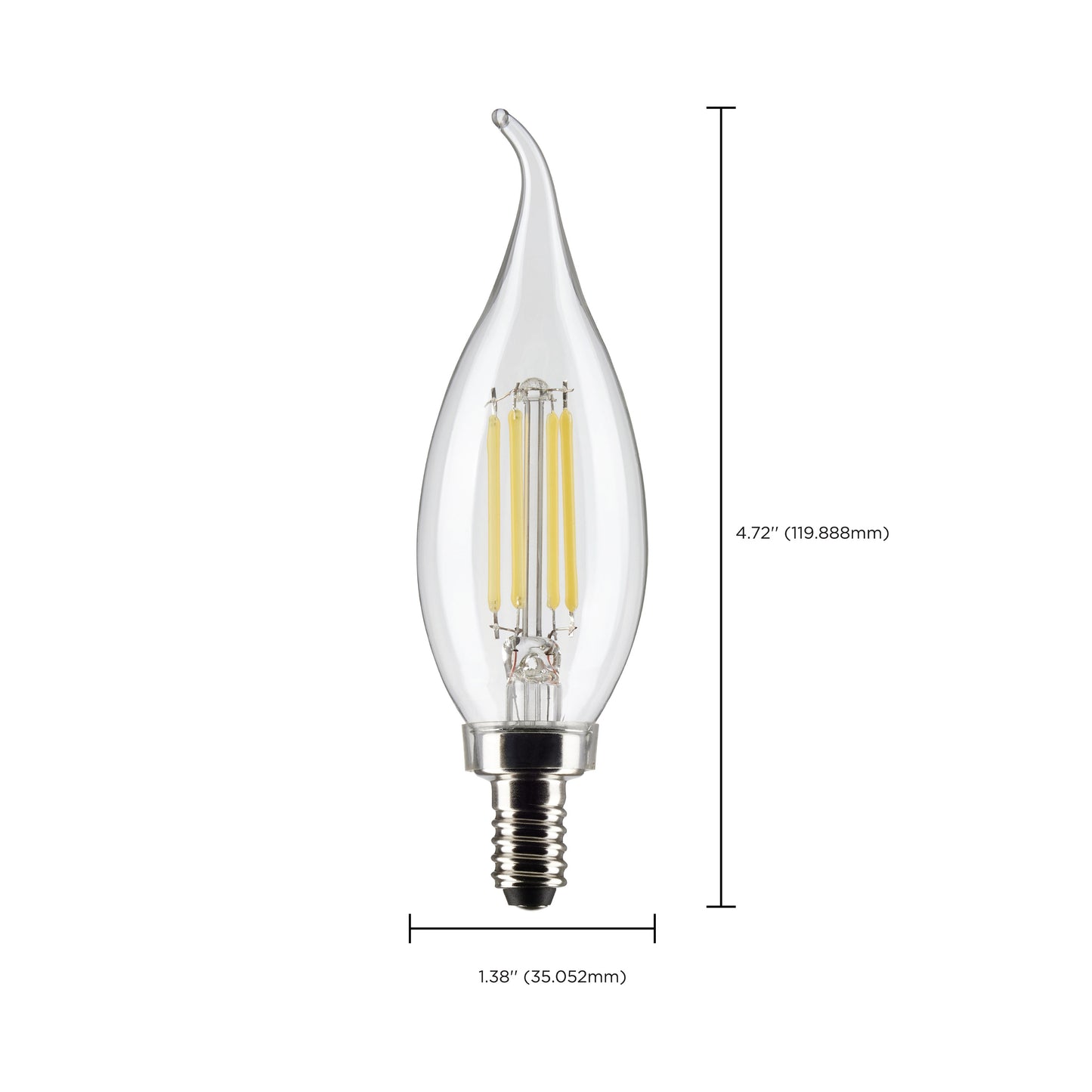 image of 5.5 Watt CA10 LED - Clear - Candelabra Base - 2700K - 500 Lumens - 120 Volt - 2-Pack