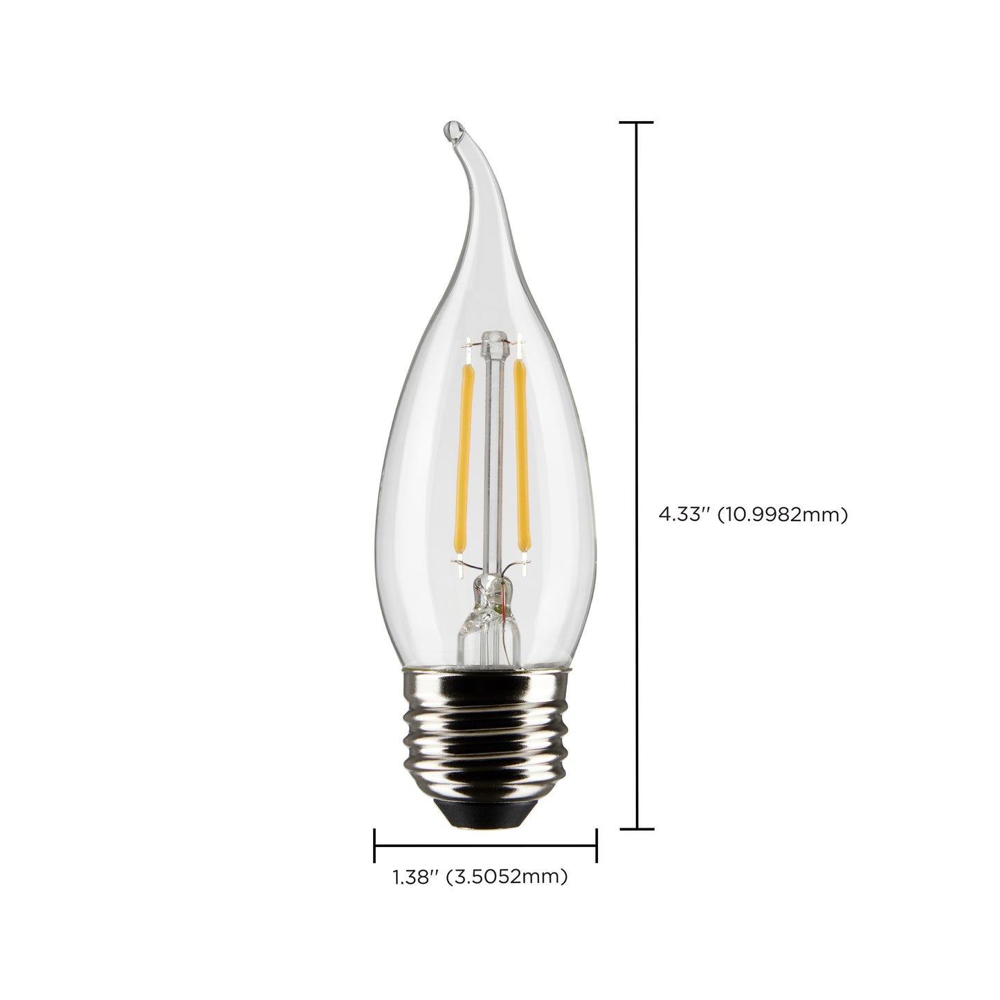 image of 3 Watt CA10 LED - Clear - Medium Base - 2700K - 250 Lumens - 120 Volt - 2-Pack