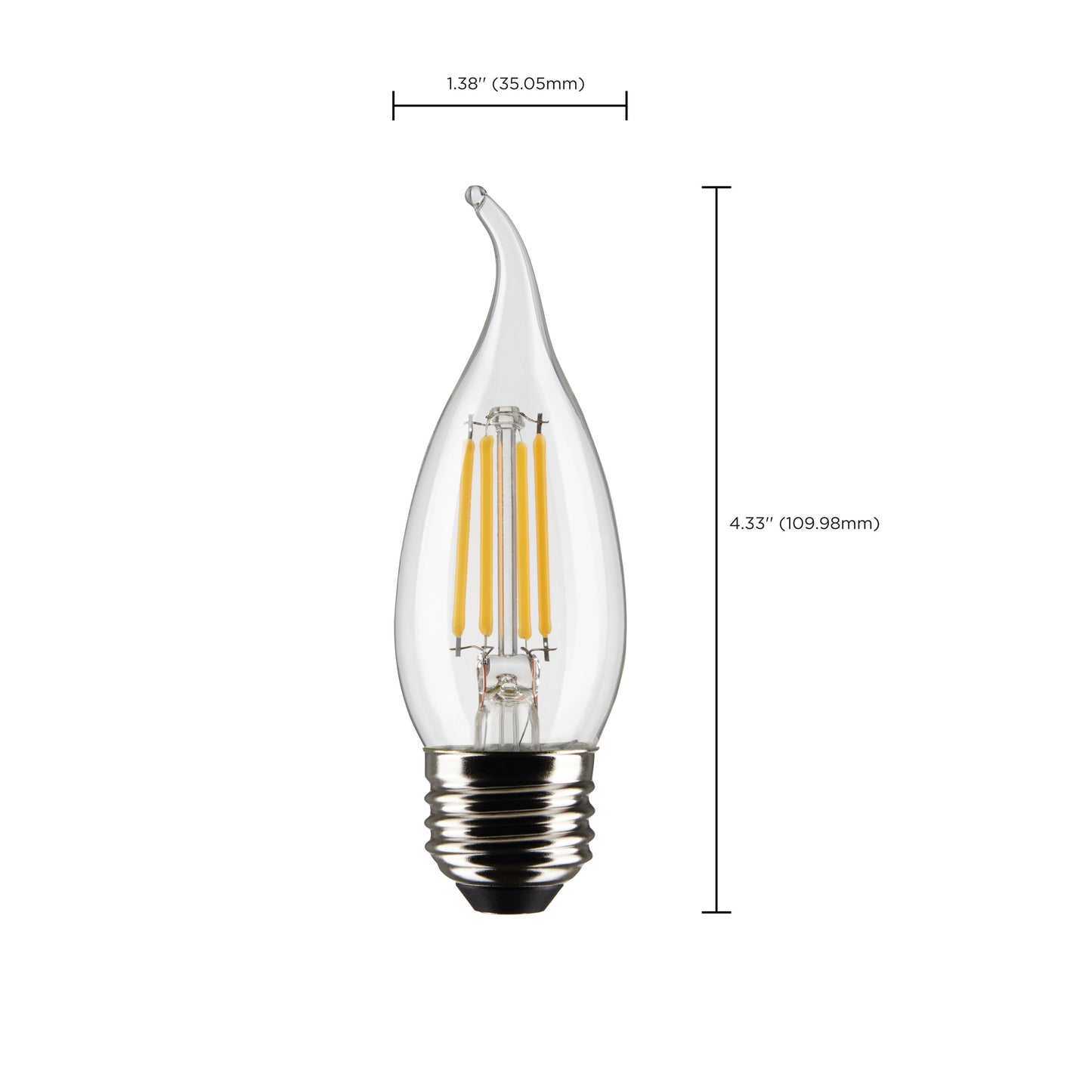 image of 4 Watt CA10 LED - Clear - Medium Base - 2700K - 350 Lumens - 120 Volt - 2-Pack