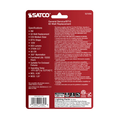 image of 8 Watt BT15 LED - Clear - Medium Base - 2700K - 800 Lumens - 120 Volt