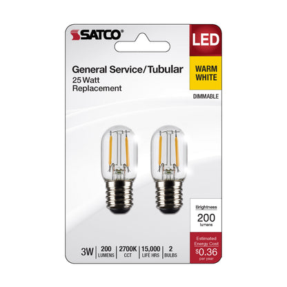 image of 3 Watt T6.5 LED - Clear - Intermediate Base - 200 Lumens - 2700K