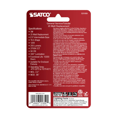 image of 3 Watt T6.5 LED - Clear - Intermediate Base - 200 Lumens - 2700K