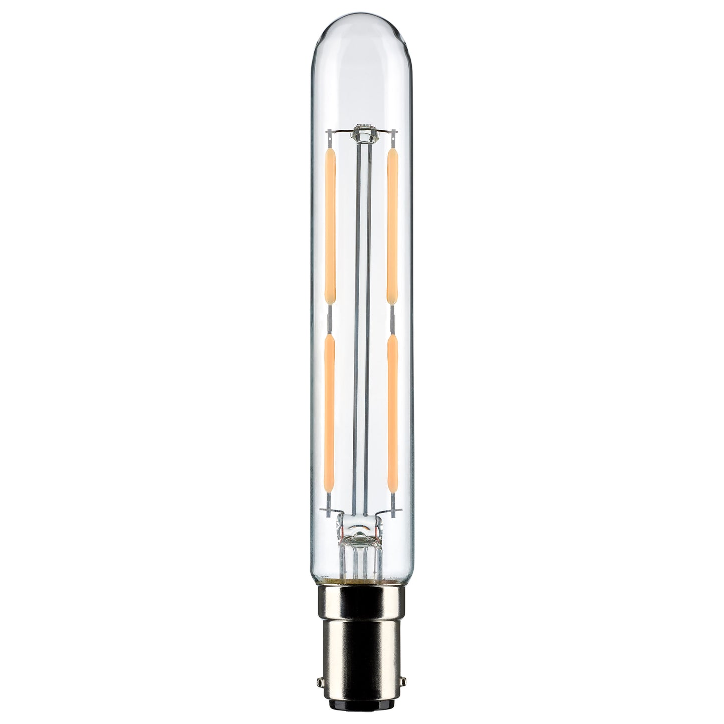 image of 4 Watt T6.5 LED - Clear - Bayonet Double Contact Base - 3000K - 400 Lumens - 120 Volt