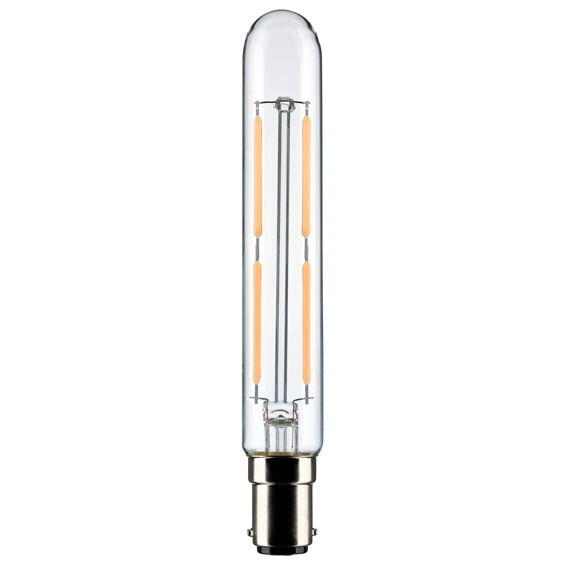image of 4 Watt T6.5 LED - Clear - Bayonet Double Contact Base - 3000K - 400 Lumens - 120 Volt
