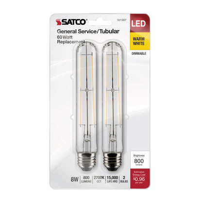 image of 8 Watt T9 LED - Clear - Medium Base - 2700K - 800 Lumens - 120 Volt - 2-Pack