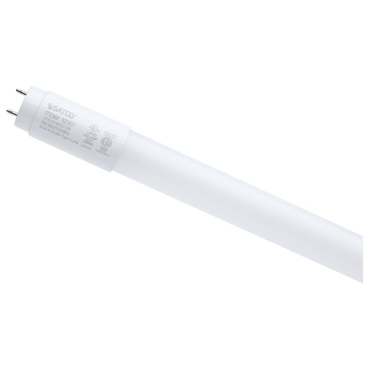 image of 10 Watt - 4 Foot T8 LED - G13 Base - 30K/35K/40K/50K/65K CCT Selectable - Type A - Frost