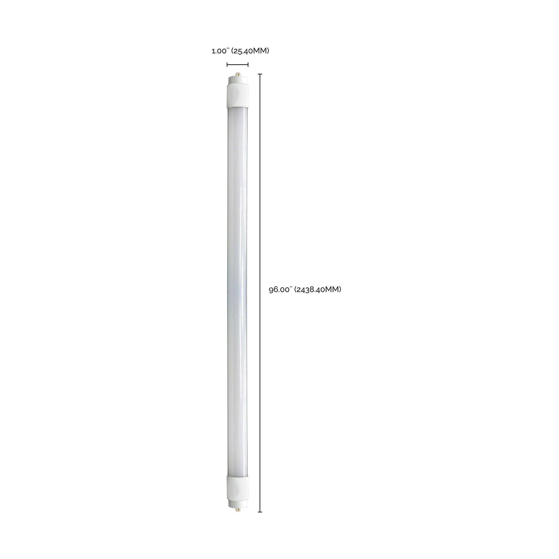 image of 40 Watt - 8 Foot - T8 LED - Single pin base - 6500K - 50000 Average rated hours - 5500 Lumens - Type B - Ballast Bypass - Double Ended Wiring - DLC 5.1