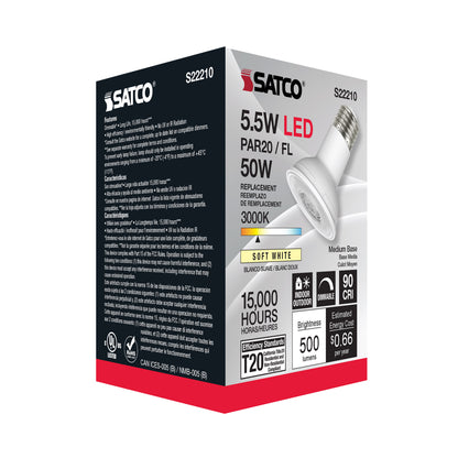 image of 5.5 Watt PAR20 LED - 90 CRI - 3000K - 40 deg. Beam Angle - Medium base - 120 Volt