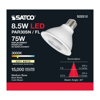 image of 8.5 Watt PAR30S LED - 90 CRI - 3000K - 40 deg. Beam Angle - Medium base - 120 Volt