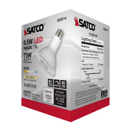 image of 8.5 Watt PAR30L LED - 90 CRI - 3000K - 40 deg. Beam Angle - Medium base - 120 Volt