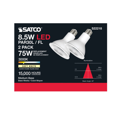 image of 8.5 Watt PAR30L LED - 90 CRI - 3000K - 40 deg. Beam Angle - Medium base - 120 Volt - Pack of 2