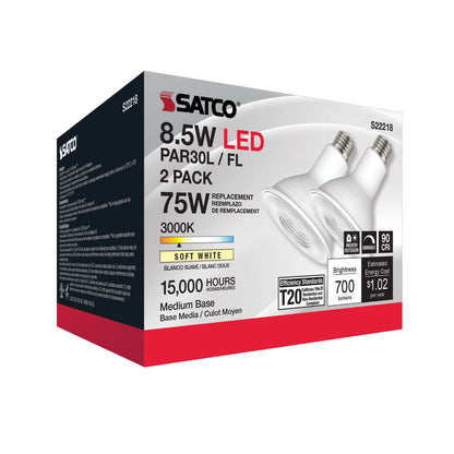 image of 8.5 Watt PAR30L LED - 90 CRI - 3000K - 40 deg. Beam Angle - Medium base - 120 Volt - Pack of 2