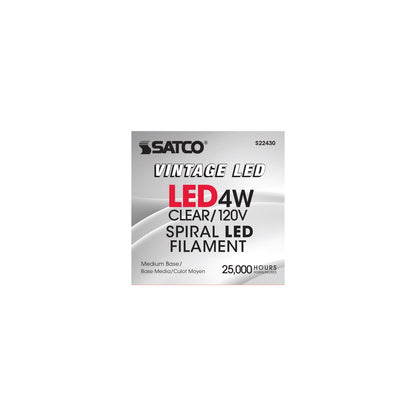 image of 4 Watt T24 LED vintage style - Clear - 25000 Average rated hours - Medium Base - 120 Volt