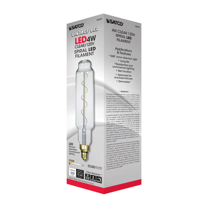 image of 4 Watt T24 LED vintage style - Clear - 25000 Average rated hours - Medium Base - 120 Volt