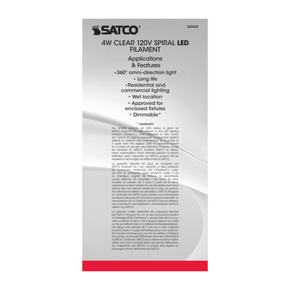 image of 4 Watt BT56 LED vintage style - Clear - 25000 Average rated hours - Medium Base - 120 Volt