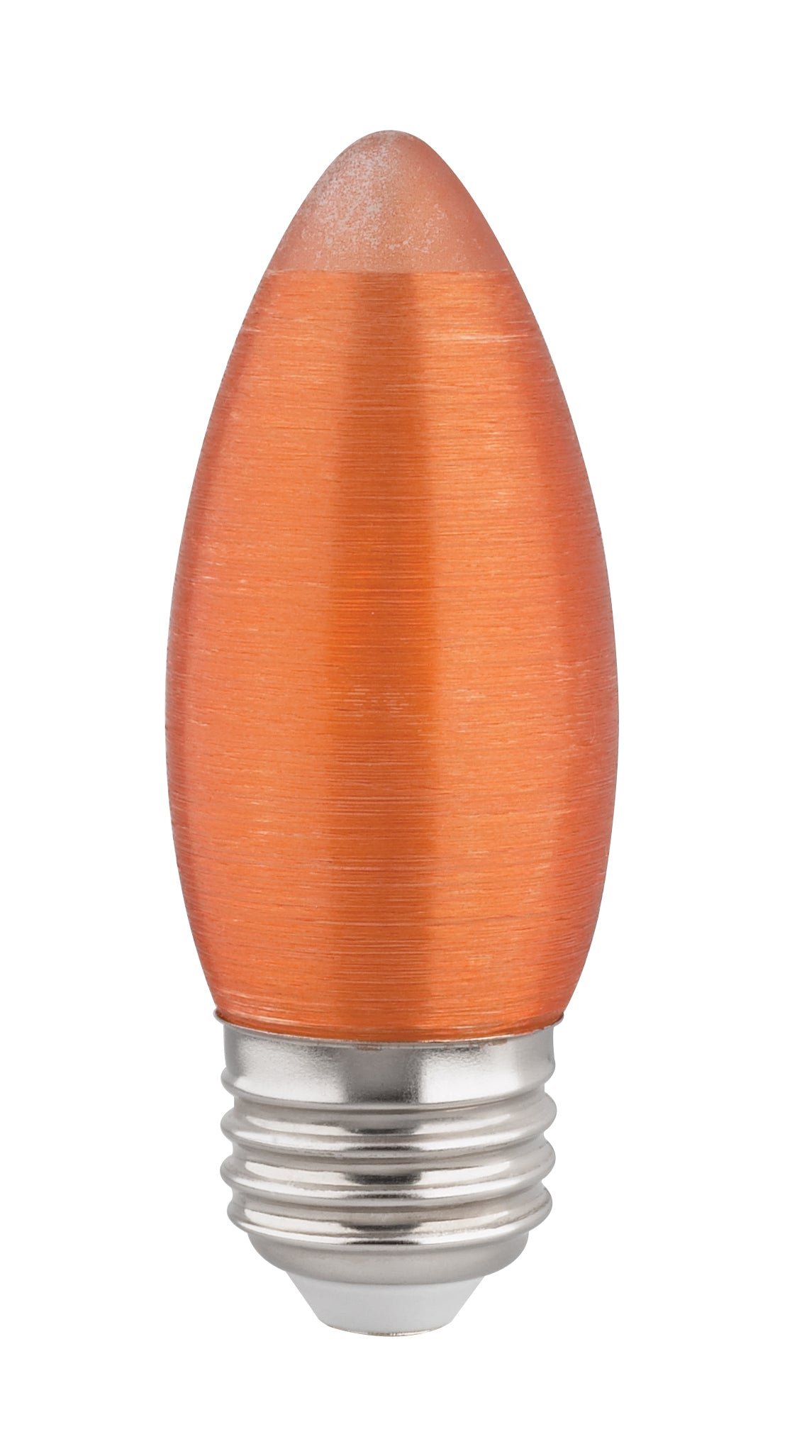 image of 2 Watt C11 LED - Satin Spun - Amber - Medium base - 2100K - 100 Lumens - 120 Volt - Carded