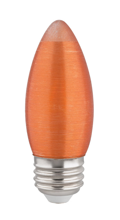 image of 2 Watt C11 LED - Satin Spun - Amber - Medium base - 2100K - 100 Lumens - 120 Volt - Carded