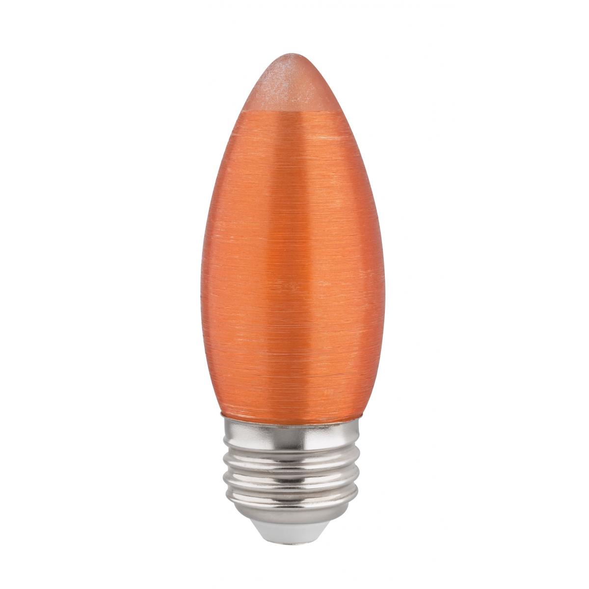image of 2 Watt C11 LED - Satin Spun - Amber - Medium base - 2100K - 100 Lumens - 120 Volt - Carded