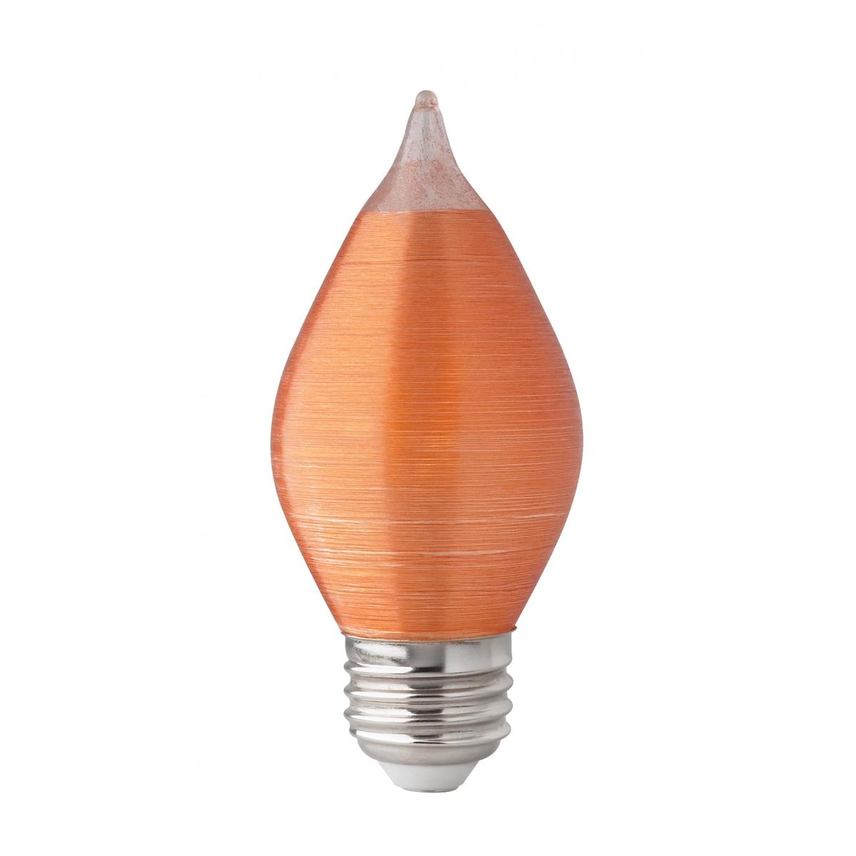 image of 4 Watt C15 LED - Satin Spun - Amber - Medium base - 2100K - 240 Lumens - 120 Volt - Carded