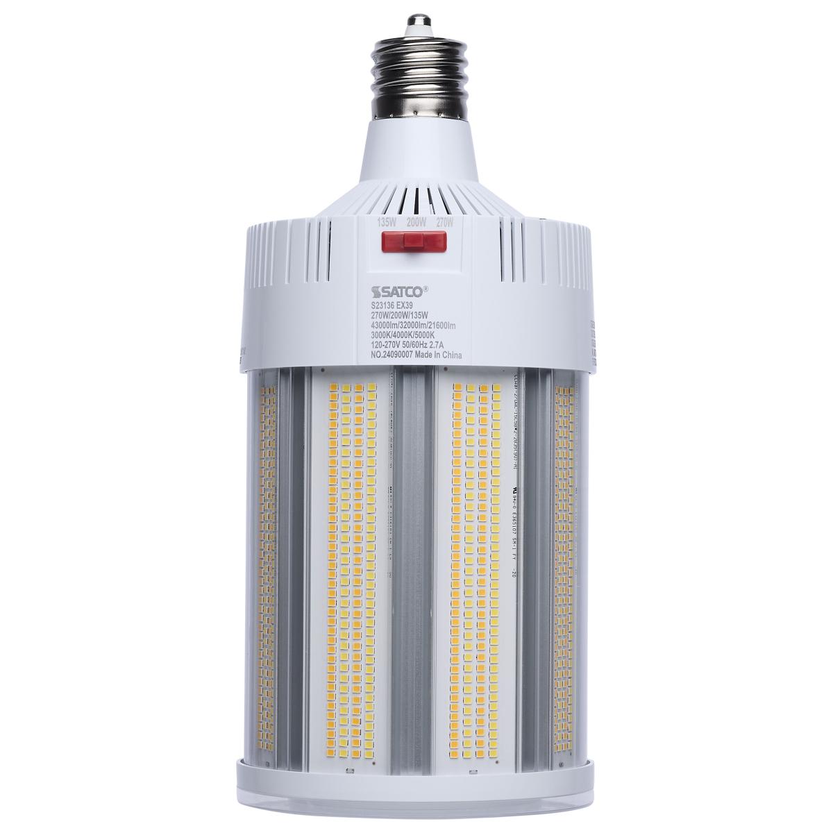 image of 270/200/135 Watt - 30K/40K/50K CCT - Field Selectable LED - Corncob - Mogul Extended Base - 120-277 Ranged Voltage - 600 Watt HID Replacement