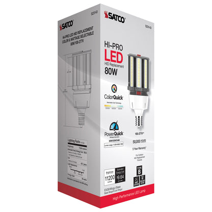 image of 80/63/54 Wattage Selectable - LED HID Replacement - CCT Selectable - Type B - Ballast Bypass - Extended Mogul base - 100-277 Volt - ColorQuick Technology - PowerQuick Technology