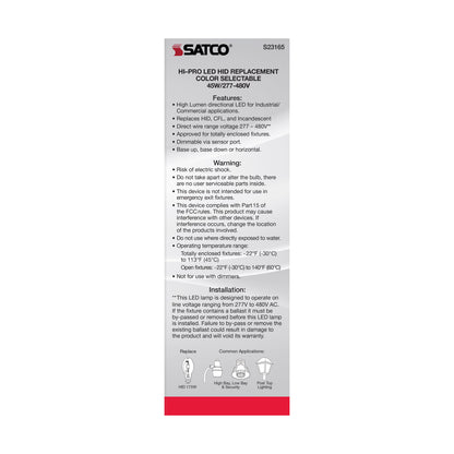 image of 45 Watt LED HID Replacement - CCT Selectable - Type B - Ballast Bypass - Mogul Extended Base - 277-480 Volt - ColorQuick Technology