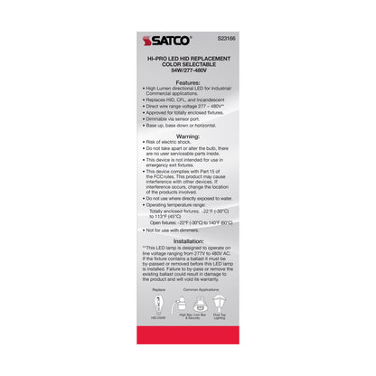 image of 54 Watt LED HID Replacement - CCT Selectable - Type B - Ballast Bypass - Mogul Extended Base - 277-480 Volt - ColorQuick Technology