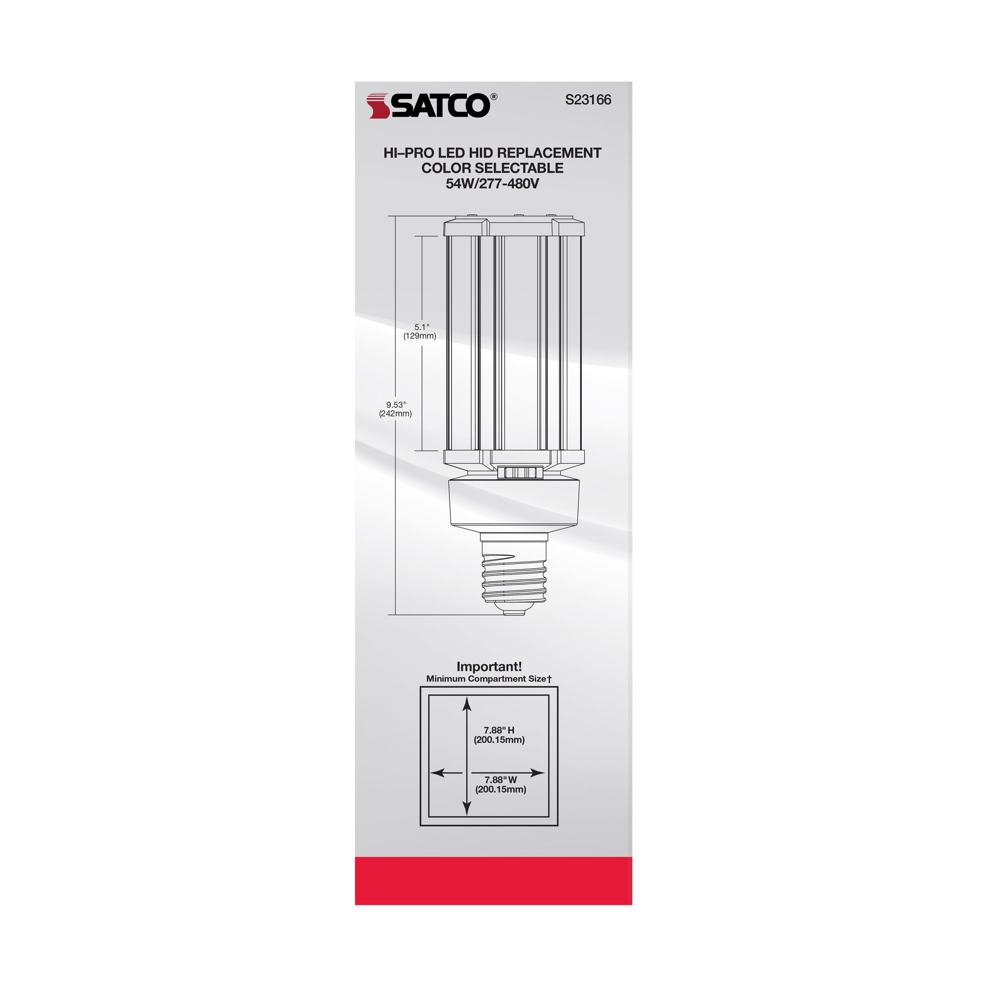 image of 54 Watt LED HID Replacement - CCT Selectable - Type B - Ballast Bypass - Mogul Extended Base - 277-480 Volt - ColorQuick Technology