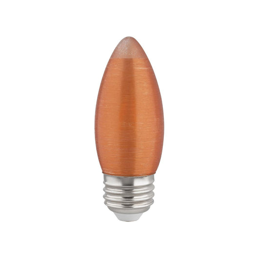 image of 2 Watt C11 LED - Satin Spun - Amber - Medium base - 2100K - 100 Lumens - 120 Volt